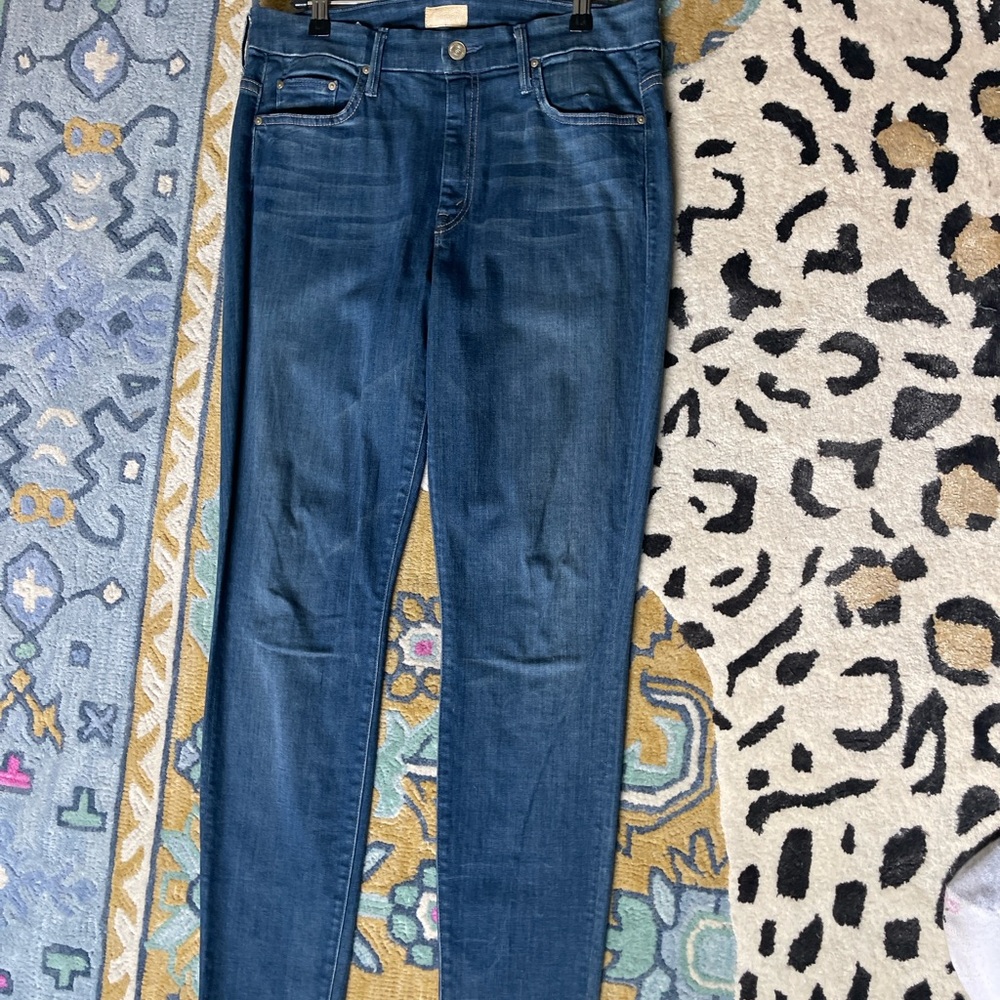 Mother Medium Wash Skinny Jeans with Smooth Finish